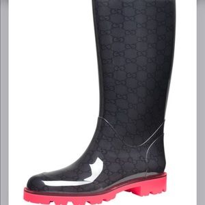 Gucci Flat Neon-Sole Rain Boot